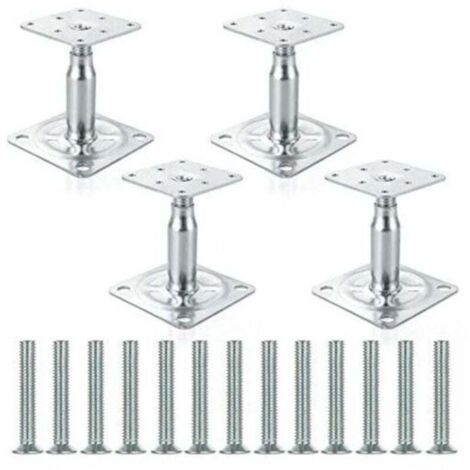 Support de colonne galvanisé réglable de 100 à 150 mm, support de toit de construction robuste - Lot de 4