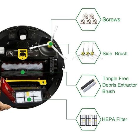 EATBALE Accessories Kit for iRobot Roomba 800 900 Series 805 850 860 865 866 870 871 880 886 890 891 895 896 960 980 981 Vacuum Cleaner, Replacement Parts Filters, Side Brushes, Roller Brushes (10Pcs