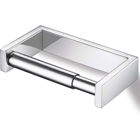 Porte-papier hygiénique, porte-rouleau de papier toilette, à ressort, en acier inoxydable, finition polie (1/4)