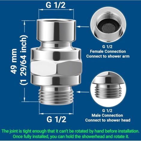 Shower Connector Ball Joint Shower Head Swivel Ball Adapter Brass ...