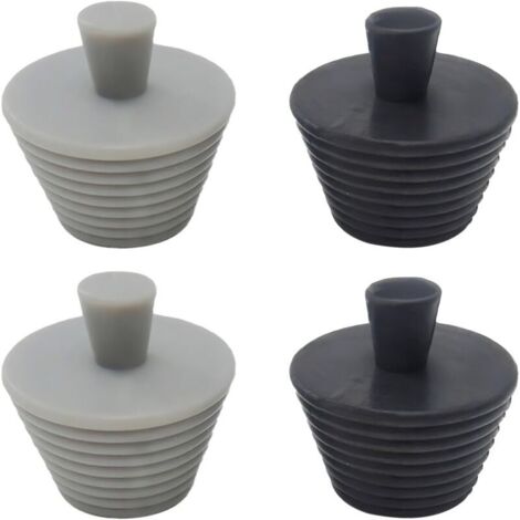 Bouchons de Vidange Universels 4 Pièces Bouchon de Lavabo Caoutchouc Bouchon Baignoire Universel Bouchon de Vidange Baignoire Bouchon D'étanchéité de Tuyau D'évacuation (Noir,Gris)