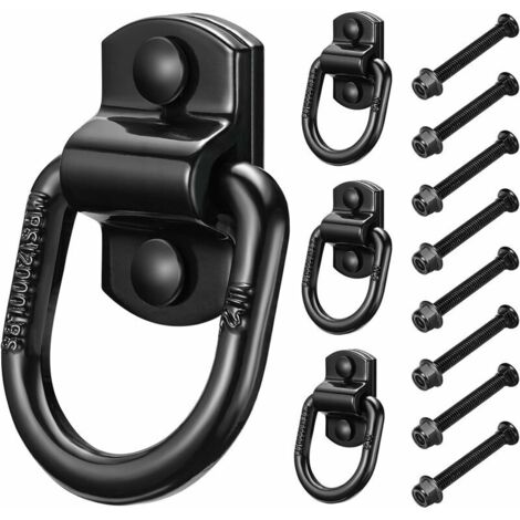 1/2"boulonné robuste forgé D - ring ancre de fixation, 12000 LB résistance à la rupture crochet d'ancrage pour remorque de chargement de fixation (paquet de 4)