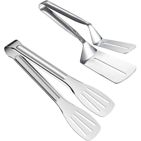 Pince Barbecue, 2Pièces Pinces à Steak, Pinces de Cuisson en Acier Inoxydabl, pince cuisine inox, Pinces à Salade, Pince à Saucisses, pour Barbecue Pain, Viandes, Pizza, Poisson, Steak (1/3)