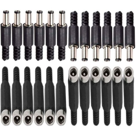 12 Pcs connecteurs DC Montage Panneau Prise 2,1mm x 5,5 mm/2,5mm x 5,5 mm,12 Prise connecteur Femelle 5,5 mm x 2,5 mm /2,1mm x 5,5 mm (1/3)