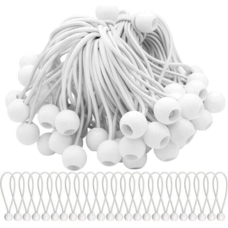 Lot de 50 Tendeur Elastique Cordons Élastiques avec Boules Sandow Elastique Boules Elastiques pour chapiteaux, tentes, bannières et bâches