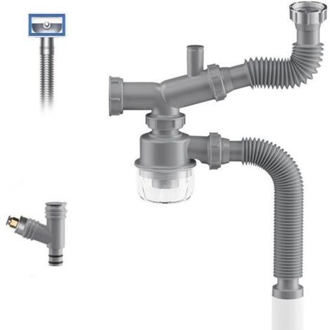 Kit de vidange pour broyeur à déchets, siphon en P pour évier de cuisine 1 1/2, gain de place, visible, anti-obstruction, anti-odeur, double bonde d'évier facile à nettoyer