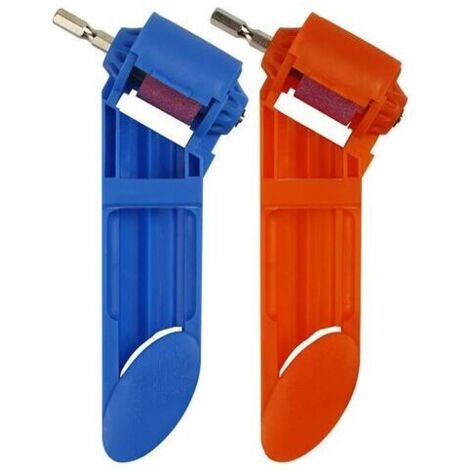 2 Pcs Foret Aiguiseur Foret,Aiguiseur de Forets en Corindon,Outil D'AffûTage de Foret Portable, Fait de Plastique ABS de Haute Qualité et de Meule en Corindon Brun,de Haute Dureté(Bleu,Orange)