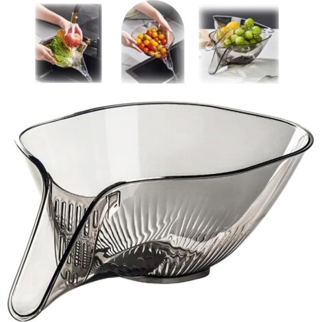 Panier égouttoir, multi-entonnoir, ustensile de cuisine domestique en plastique, panier égouttoir avec entonnoir, adapté aux légumes, pâtes, fruits, salades (gris)
