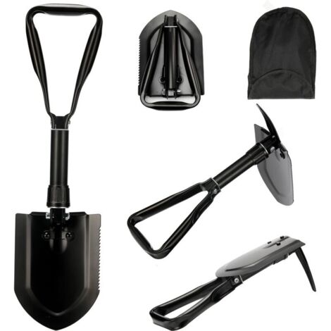 Pelle multifonctionnelle pliable de 58 cm, sac de transport avec ceinture en acier au carbone haute résistance ultra-stable, combinaison de pelle de camping pliable, adaptée à la randonnée et à la cha