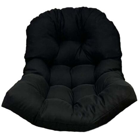 Coussin de siège de chaise à bascule de jardin lavable, housse de siège de chaise suspendue intérieure et extérieure noir（N'inclut pas le berceau）