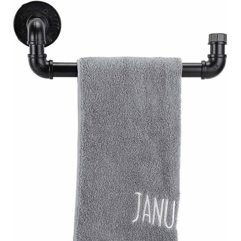 Porte-serviettes mural industriel en forme de tuyau pour cuisine, salle de bain 12.5X4.5X4.5in noir (1/4)