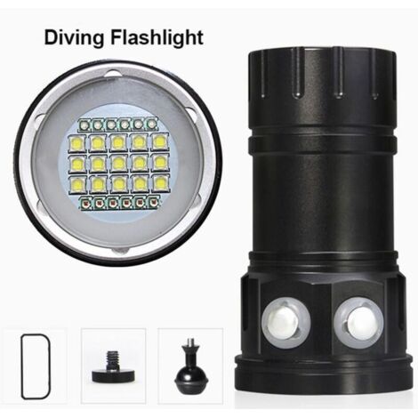 Torcia Potente Lampe Plongée IPX8 18000LM - Étanche 80m - 3 Couleurs - Pour Photo/Vidéo Sous-Marine Fotocamera Subacquea Torcia Potente Lampe Plongée IPX8 18000LM - Étanche 80m - 3 Couleurs - Pour Photo/Vidéo Sous-Marine Fotocamera Subacquea