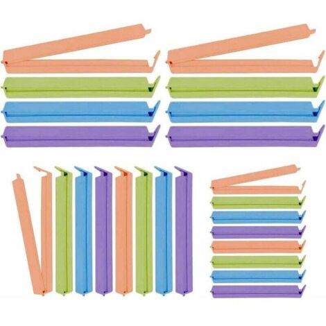 24 Pièces Clips d'Étanchéité Alimentaire, Clip Fermeture Cuisine, Clips pour Sachet, Pince Alimentaire Plastique, Pince Sachet Cuisine, Couleurs Assorties (1/4)