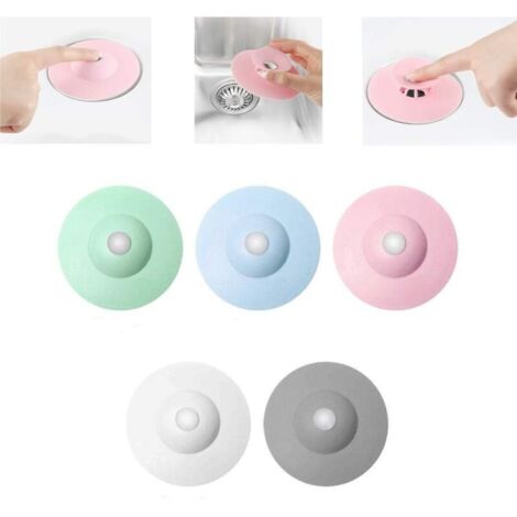 Lot de 5 bouchons d'évier universels en silicone pour salle de bain, serpillère, cuisine (1/4)
