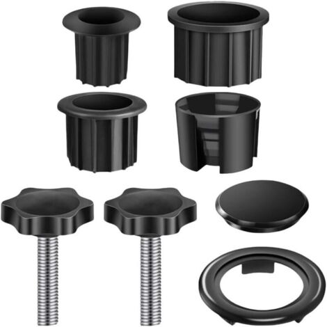 Kit de 8 pièces de rechange en plastique pour pieds de parasol - Pièces de rechange résistantes à l'usure - Avec anneau et vis - Pour la plupart des trous de parasol de plage, jardin, balcon (noir)