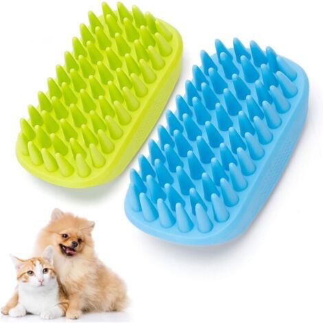 Paquet de 2 brosses pour chiens, adaptées aux poils courts, avec brosses en caoutchouc doux ondulées – effet massage inclus – brosses de bain pour chiens et chats, outils de toilettage innovants (1/4)