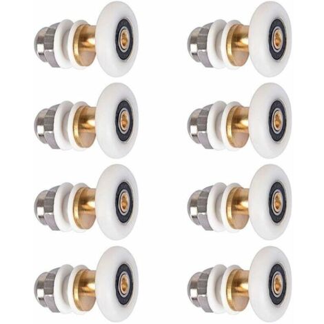 Porte de Douche - Rouleau Roulette Roue pour Porte de Douche Roulettes Coulissantes Porte Roue de Remplacement pour Rouleau 8 pièces 25mm (1/4)