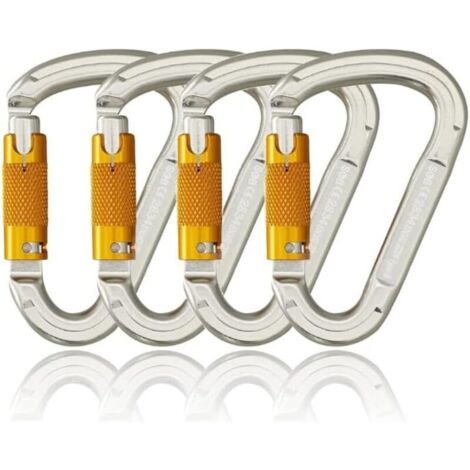 Mousqueton d'escalade en aluminium à verrouillage automatique, mousqueton robuste pour l'escalade et la descente en rappel, lot de 4