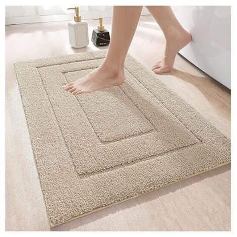 Tapis de bain antidérapant - Moux - 50 x 80 cm - Beige - Microfibre - Absorbant l'eau - Lavable en machine - Extra épais