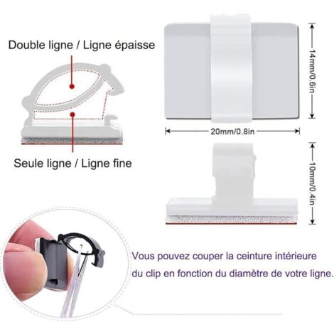 50 Pcs Clip De Fil Fixation Auto-adhésif Bureau Support Câble Porte