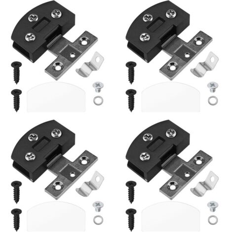16pcs Charnières en Verre Charnières de Porte d'armoire en Verre en Alliage de Zinc Charnières de Porte Charnières de Vitrine Accessoires pour Meubles Étagères Armoires, Noir (1/4)