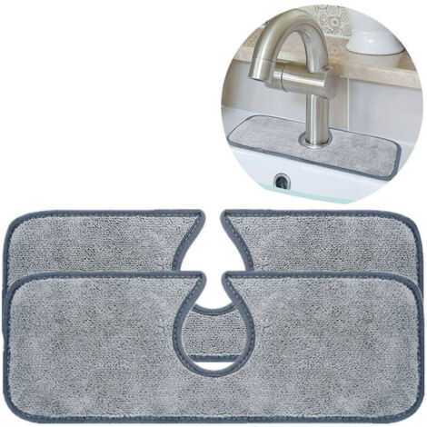 2pcs Tapis Absorbant pour Robinet De Cuisine, Protection Contre Les éclaboussures d'évier de Robinet de Cuisine, Tapis Absorbant Enveloppant de Robinet, tampons de séchage de Nettoyage de Vaiss (1/4)