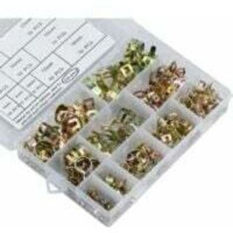 Lot de 100 Clip à ressort tuyau, 6-22mm Serre-joints à Tuyaux Durite Essence Colliers de Clip à Ressort Tuyau Serrage Ajustable Pour Fixer Tuyaux Souples et Durites
