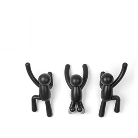 Hooks. Crochets murauxPorte-manteau décoratif. lot de 3 patères murales. Noirs (1/3)