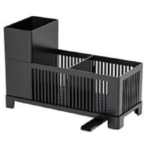 Organisateur d'évier et organisateur d'évier de cuisine, support d'éponge noir, support de rangement de comptoir de cuisine en plastique, (1/4)