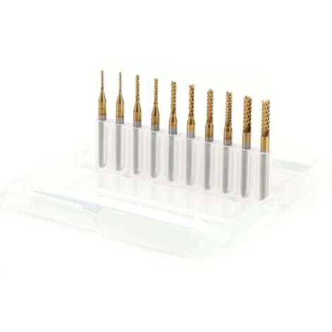 10pcs Fraise en Bout en Carbure Cémenté À Gravure Bits Sculpture Perceuse Outils Endated Mill 1-3mm (1/4)