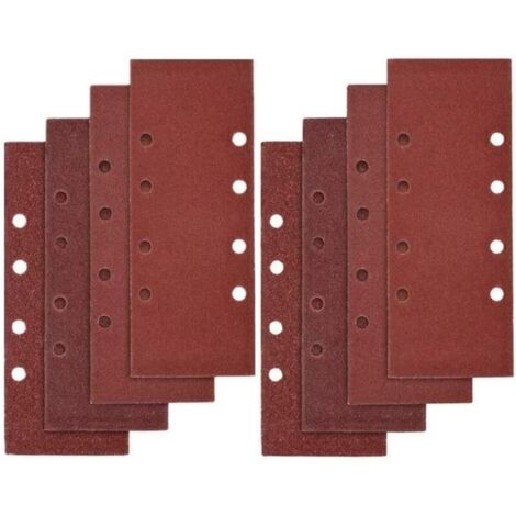 40 feuilles de papier de verre 93x185 mm adaptées pour 8 trous de grains abrasifs P40, P60, P80, P100 (1/4)