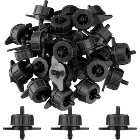 Lot de 50 goutteurs auto-équilibrés de 4 litres par heure avec régulation de pression : goutteurs pour plantes individuelles en pots de différentes hauteurs, débit d'eau constant de 0,5 à 3,5 bars (1/4)