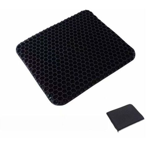 Coussin de Siège en Gel, Coussin de Gel Respirant avec Housse Antidérapant pour Voiture/Bureau/Fauteuil Roulant-Noir (1/4)