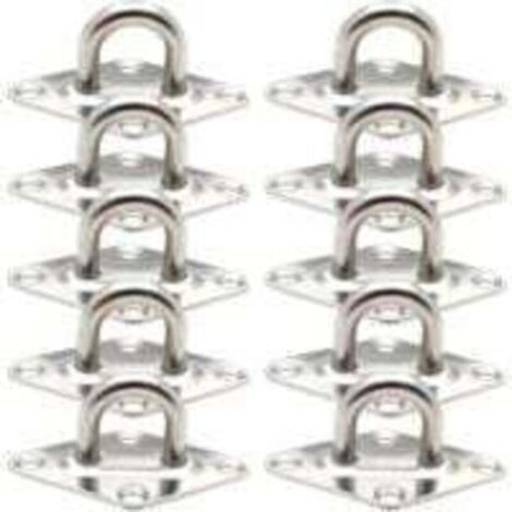 10 Pièces Fixation Anneau d'arrimage, Pontet INOX Oeil Plaques, Crochet d'arrimage Remorque Plaque Oeillet Acier Inoxydable 304 pour Fixer des Remorques Camions Bateaux Kayaks (60 x 36 mm,M5)