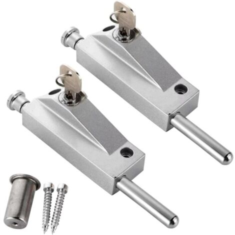 Verrou de porte en alliage d'aluminium, verrou de sol, verrou de sécurité antivol, verrou de porte tournante, 2 pièces (argent) (1/4)