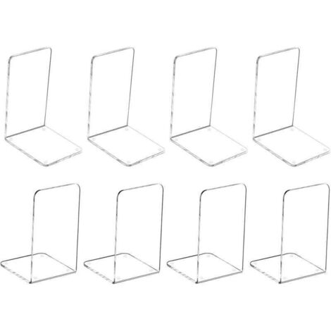 Serre-livres en plastique acrylique, acrylique transparent antidérapant, serre-livres, organisateur, décoration d'étagère, papeterie décorative, cadeau (7,08 "x 4,72" 4 paires) (1/4)