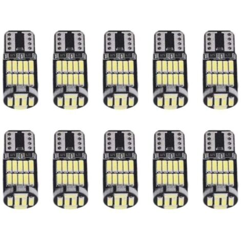 10 Pièces Ampoules LED W5W T10 12V Blanc Intérieur Voiture Plaque Immatriculation (1/4)