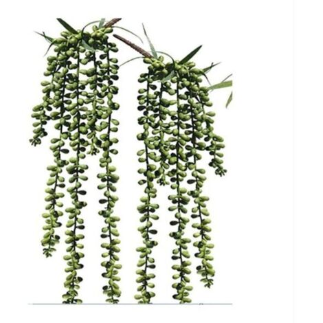2Pcs Artificielle Suspendus Succulentes Faux Burro's Tail Picks Trailing String of Pearls Succulents Faux Verdure Floral Arrangement (1/4)
