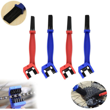 4 Pièces Brosse Chaine Moto, Brosse Nettoyer Velo,Brosse Chaine Moto Kit de Brosses de Nettoyage, Vélo de Montagne et Brosse de Nettoyage pour Chaîne pour Scooter, Vélo, Graisse Chaine Moto(Rouge, Ble (1/4)
