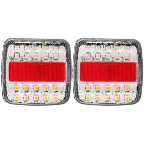 2 pièces 12V/24V 20LED feux arrière Double couleurs pour camion remorque (couvercle de lampe blanc)