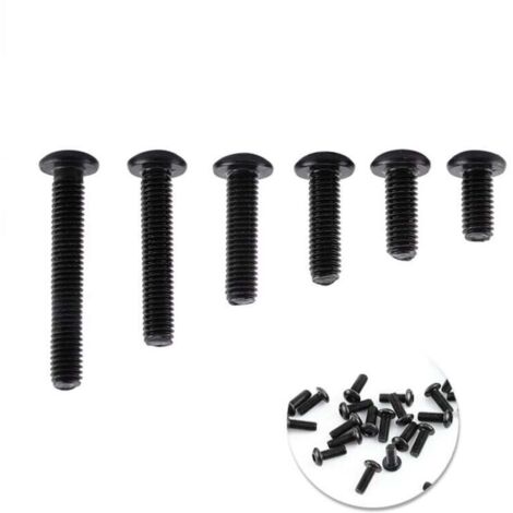 Assortiment de 250 vis à six pans creux M3 en acier allié noir avec écrous hexagonaux (tête bombée)