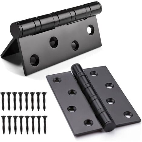 8Pcs Charniere Porte Lourde, Exterieur Charnière Inox,Paumelles Charniere Porte Bois Charnières Acier Inoxydable Connecteurs Maison Pour Maison Meubles Matériel Armoire Garde Porte Tiroir (Black) (1/4)