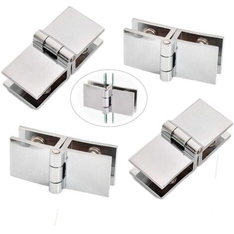 Charnière de porte en verre 4pcs 180 Ḟ, charnière de porte en verre, charnière de porte en verre en alliage de zinc, porte en verre à clip, installation facile et durable pour vitrine, armoire à vin, (1/4)