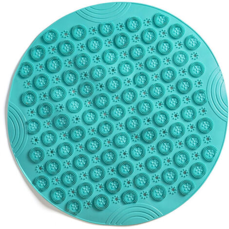 Tapis de Bain de Massage Rond Tapis Douche Antidérapant Tapis de Salle de Bain Tapis de Douche Lavable en Machine Tapis de Baignoire avec Trous de Drainage et Ventouses,55x55cm,Vert, 1pcs (1/4)