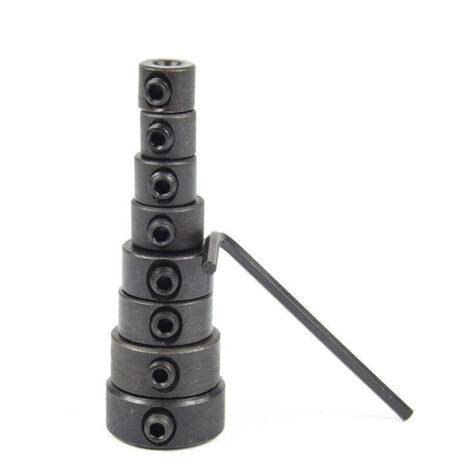 Colliers Limitation Forage, Foret Butée Profondeur,8 Pieces Positionneur Anneau Profondeur, Réglable Butée Foret Butées Profondeur Forage Colliers D'Arrêt de Profondeur avec Clé Hexagonale 3-16 (1/4)