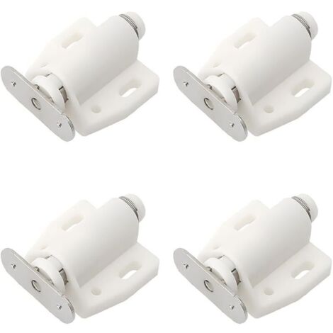 Lot de 4 Loqueteaux Magnétiques à Pression en Plastique pour Portes, Tiroirs et Placards avec Fermeture Douce - Blanc, Idéal pour la Chambre, la Cuisine et la Salle de Bain (1/4)