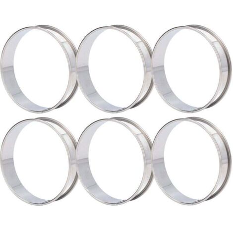 Lot de 6 anneaux à crumpet double volume faciles à démouler en acier inoxydable pour muffins anglais pour la fabrication de nourriture à la maison 10 cm/3,9 pouces