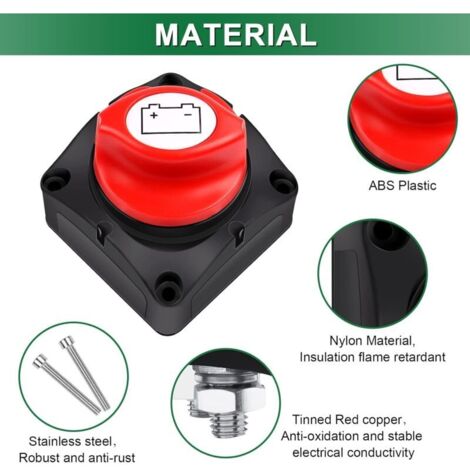 Lot De 2 Coupe-Circuit Batterie 12V/24V – Interrupteur Lame Couteau 800A Max, Isolateur Batterie Marine Camions RV ATV, Protection Anti-Décharge