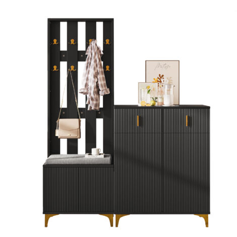 AMXCNOY Ensemble armoire avec banc à chaussures et coussin, façade d'armoire avec crochets, meuble à chaussures avec tiroirs et portes [ANCIEN SKU : WF32579234B] (1/5)