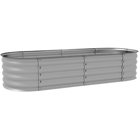 AMXCNOY Jardinière surélevée en métal 150 x 62 x 30 cm, potager, jardinière à monter soi-même avec fond ouvert pour jardin, balcon, jardin d'herbes aromatiques, argentée (1/5)